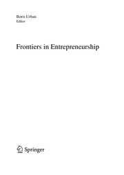 Front cover of Frontiers in Entrepreneurship by Boris Urban