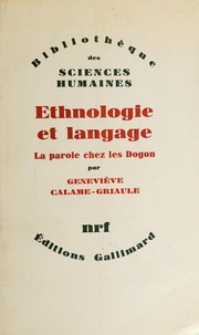 Front cover of Ethnologie et langage by Geneviève Calame-Griaule