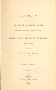 Front cover of A sermon preached at the church in Brattle Square, on Sunday morning, January, 19, 1840 ... by Kathy Kennedy Tapp