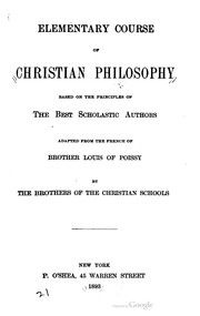 Cover of Elementary course of Christian philosophy by Christian Brothers.