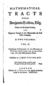 Front cover of Mathematical tracts of the late Benjamin Robins by Benjamin Robins