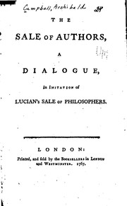 Front cover of The Sale of Authors, a Dialogue, in Imitation of Lucian's Sale of Philosophers: A Dialogue, in .. by Archibald Campbell