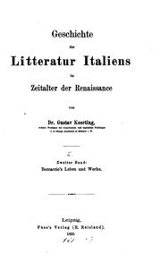 Cover of Geschichte der Litteratur Italiens im Zeitalter der Renaissance by Gustav Körting