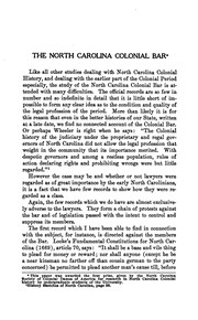 Front cover of The North Carolina colonial bar by Ernest H. Alderman