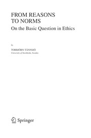 Front cover of From Reasons to Norms by Torbjörn Tännsjö