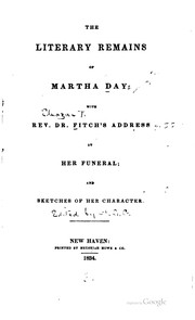 Front cover of The literary remains of Martha Day by Martha Day