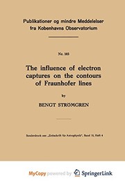 Cover of The influence of electron captures on the contours of Fraunhofer lines by Bengt Strömgren