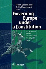 Cover of Governing Europe under a constitution by Hermann-Josef Blanke