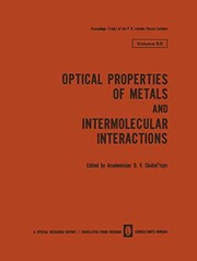 Front cover of Optical Properties of Metals and Intermolecular Interactions / Opticheskie Svoistva Metallov / Mezhmolekulyarnoe Vzaimodeistvie / . . . by D. V. Skobel'tsyn