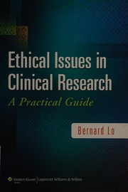 Cover of Resolving ethical issues in clinical research by Bernard Lo