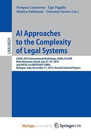 Cover of AI Approaches to the Complexity of Legal Systems by Pompeu Casanovas