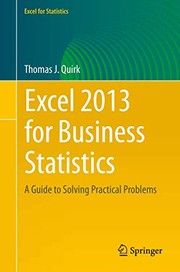 Cover of Excel 2013 for Business Statistics by Thomas J. Quirk