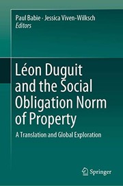 Cover of Léon Duguit and the Social Obligation Norm of Property by Paul Babie