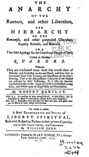 Front cover of Anarchy of the Ranters by Robert Barclay