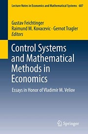 Front cover of Control Systems and Mathematical Methods in Economics by Gustav Feichtinger
