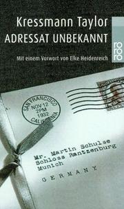 Cover of Address Unknown by Kathrine Kressmann Taylor