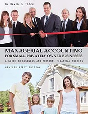 Cover of Managerial Accounting for Small, Privately Owned Businesses by David E. Tooch