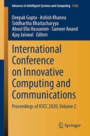 Front cover of International Conference on Innovative Computing and Communications by Deepak Gupta