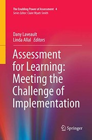 Cover of Assessment for Learning by Dany Laveault