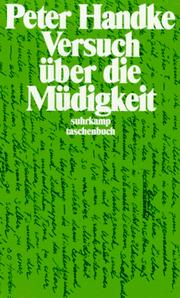 Cover of Versuch Uber Die Mudigkeit by Peter Handke