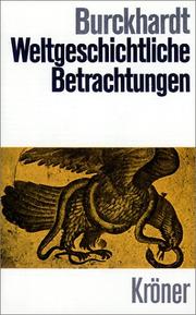 Front cover of Weltgeschichtliche Betrachtungen by Jacob Burckhardt