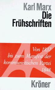 Cover of Die Frühschriften by Karl Marx