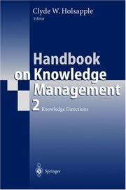 Front cover of Handbook of Knowledge Management by Clyde W. Holsapple