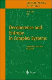 Cover of Decoherence and Entropy in Complex Systems by Hans-Thomas Elze