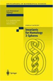 Front cover of Invariants of Homology 3-Spheres by Nikolai Saveliev