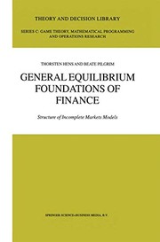 Cover of General equilibrium foundations of finance by Thorsten Hens
