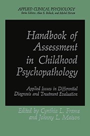 Front cover of Handbook of Assessment in Childhood Psychopathology by Cynthia L. Frame