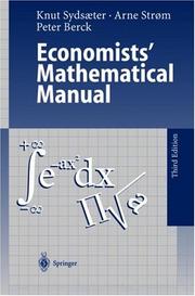 Front cover of Economists' mathematical manual by Knut Sydsæter