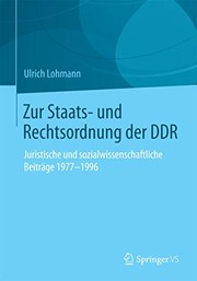Front cover of Zur Staats- und Rechtsordnung der DDR by Ulrich Lohmann