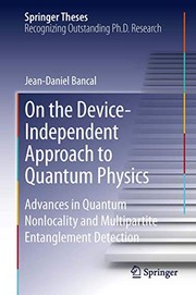 Front cover of On the Device-Independent Approach to Quantum Physics by Jean-Daniel Bancal