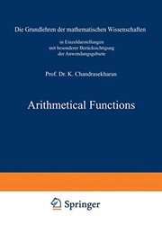Front cover of Arithmetical Functions by Komaravolu Chandrasekharan