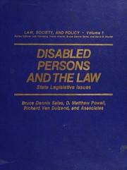 Front cover of Disabled persons and the law by Bruce Dennis Sales