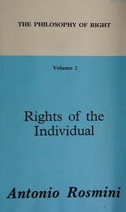 Front cover of The Philosophy of Right by Antonio Rosmini