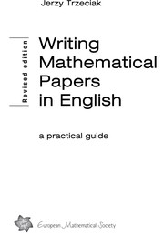 Front cover of Writing mathematical papers in English by Jerzy Trzeciak
