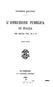 Cover of L' istruzione pubblica in Italia nei secoli VIII, IX e X by Giuseppe Salvioli