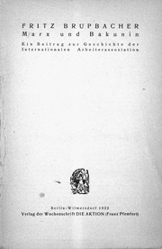 Cover of Marx und Bakunin by Fritz Brupbacher
