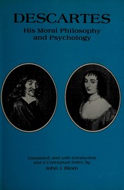 Front cover of Descartes, his moral philosophy and psychology by René Descartes