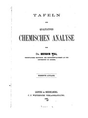 Cover of Tafeln zur qualitativen chemischen Analyse by Will, Heinrich