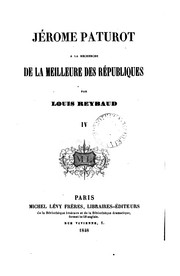 Front cover of Jérome Paturot à la recherche de la meilleure des républiques by Reybaud, Louis