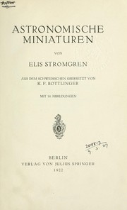 Front cover of Astronomische Miniaturen by Elis Strömgren