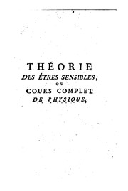 Cover of Théorie des êtres sensibles, ou, Cours complet de physique, spéculative .. by François Para du Phanjas