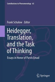 Front cover of Heidegger, Translation, and the Task of Thinking by F. Schalow