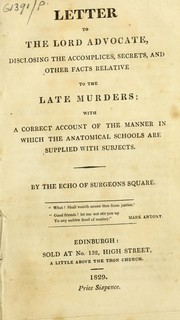 Front cover of Letter to the Lord Advocate, disclosing the accomplices, secrets, and other facts relative to the late murders by Echo of Surgeons Square