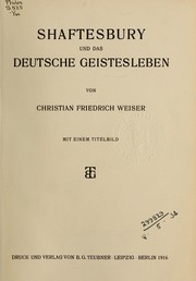Cover of Shaftesbury und das deutsche Geistesleben by Christian Friedrich Weiser