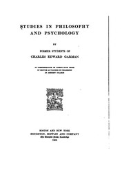 Front cover of Studies in philosophy and psychology by Charles Edward Garman