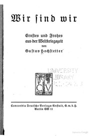 Front cover of Wir sind wir by Gustav Hochstetter